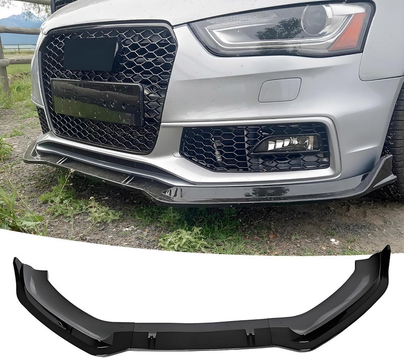 NeespoC Front Bumper Lip Splitter Spoiler Fit for Audi S5/ A5 S-Line/ A5 B8 B8.5 2008-2017 + S4/ A4 S-Line/ A4 B8 B8.5 2008-2016, 3pcs Accessories Air Chin Body Kit (Gloss Black) - Image 1